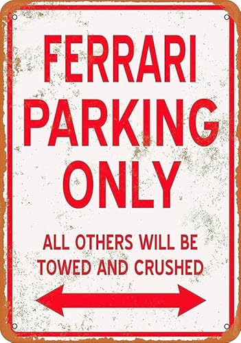 Vintage Ferrari Parking Only Vintage Metall Blechschilder Retro Garage Schilder für Männer Wanddekorationen Altes Auto Shop Poster Öl- und Tankstelle Schild Man Cave Decor 30,5 x 20,3 cm von Ensound