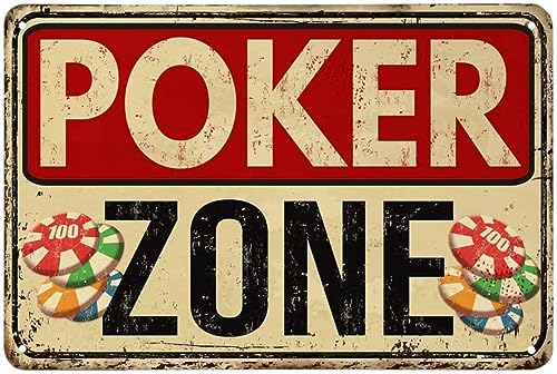 Vintage Poker Zone Lustige Vintage Metall Blechschilder Retro Garage Schilder Für Männer Wanddekorationen Altes Auto Shop Poster Öl Und Tankstelle Schild Man Cave Decor 20 X 30 CM von Ensound