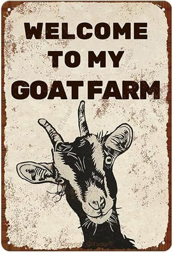 Vintage Welcome to My Goat Vintage Metall Blechschilder Retro Garage Schilder Für Männer Wanddekorationen Altes Auto Shop Poster Öl Und Tankstelle Schild Man Cave Decor 30x20cm von Ensound