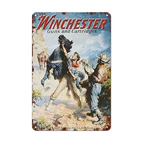 Winchster Guns and Cartridges Cowboys Cafe Wall Decor Unique Plaques Poster Metal Signs 20x30cm Tin Sign Bar Rustic Plate Basement von Ensound