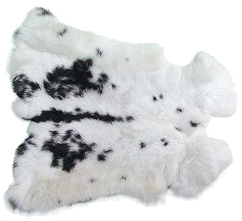 Ensuite Kaninchenfelle weiß-schwarz naturfarben, ca. 30x30 cm, Felle vom Kaninchen mit seidigem Haar von TESTEL