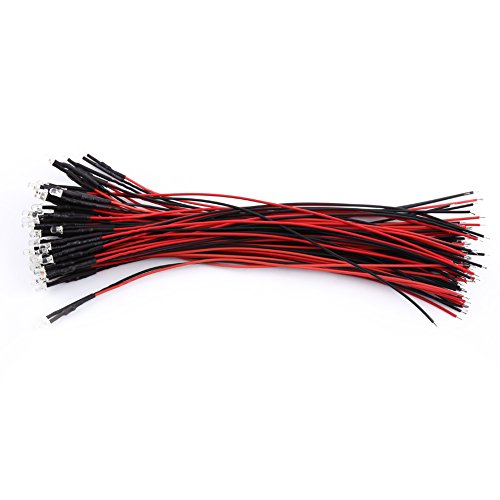 3Mm Led Röd, Led Lämpchen 10Mm Durchmesser Weiß, LED-Diodenleuchten Emittierende Dioden 50 Stück Vorverdrahtete DC 9-12V 3 5 10 mm wasserdichte LED-Dioden Weiß Rot Blau Licht(White-3mm) von Entatial