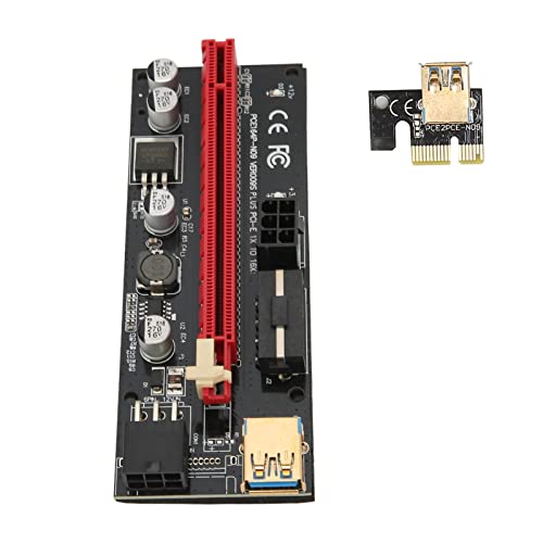 Entatial Mining Grafikkarte PCIe Riser, 6 PIN Schnittstelle PCIE 1X bis 16X Riser Karte Flexibles USB Kabel für Win 8 für Win7 für Win 10(rote Linie) von Entatial
