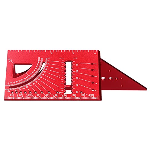 3D-Gehrungswinkel, Rot Aluminiumlegierung Holzbearbeitungs-Quadratmaß-Maßlineal, 45 Grad 90 Grad Lineal Werkzeug Zur Abschrägungsmessung, für Holzbearbeitung, Winkelmessung von Entatial