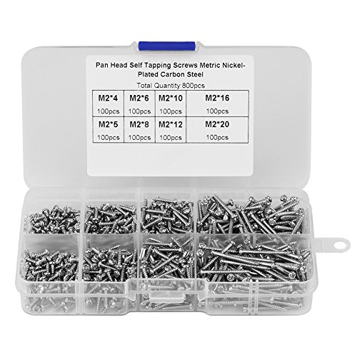 2Mm Screws, M2X10 Selbstschneidend, Selbstschneidende Schrauben Kit Selbstbohrende Schrauben 800 Stück M2 Kreuzantriebsmische Metallurg von Entatial