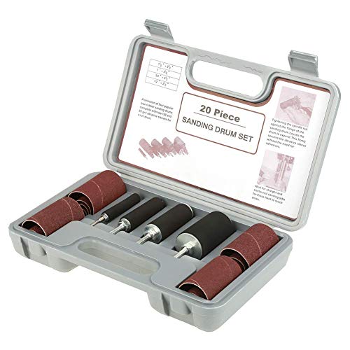 Schleifhülsen, Spindle Sander, Power Sading Sleeves Trommelschleifer-Set 20-teiliges Trommelschleif-Kit Spindelschleif-Trommelschleifer-Werkzeugsatz mit Koffer für Bohrmaschine für Heimwerker-Hob von Entatial
