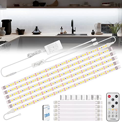 Enteenly LED Strip Weiß 3m, Unterbauleuchte Lichtleiste Küche Unter Kabinett LED Licht Kit mit RF Fernbedienung für Vitrine, Küche, Schreibtisch, Regal, Schrank, mit 12V EU Adapter, 6500K von Enteenly