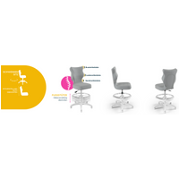 Ergonomischer Schreibtischstuhl Kinder an die Körpergröße 119–142 cm Grau Petit von Entelo