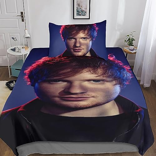 Ed Sheeran Bettwäsche Set Bettbezug 3D-Digitaldruck Sängerin Schauspieler Bettbezüge 2-teilig Weiche Mikrofaser, Mit Reißverschluss Und Kissenbezug Single（135x200cm） von Entemah