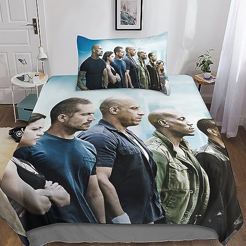 Entemah Fast & Furious Bettwäsche Bettbezug 3D Movie Bettbezüge, Drucken 2-teiliges, Microfaser Super Weiche Atmungsaktive Tröster Set Single（135x200cm） von Entemah