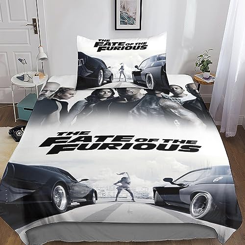 Entemah Fast & Furious Bettwäsche Teilig Mikrofaser Movie Bettbezüge Jungs Kinder Set Mit Reißverschluss Und Kissenbezug 2 teilig Sets Single（135x200cm） von Entemah