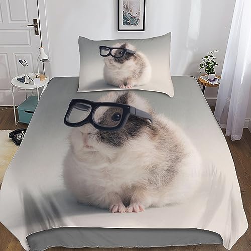 Entemah Meerschweinchen Bettwäsche Set Tier Mit 3D Druck, Bettwäsche-Sets Mikrofaser Bettbezüge, Kuschelig Erwachsene Teenager Mit Reißverschluss Kissenbezug 2 Teilig Single（135x200cm） von Entemah