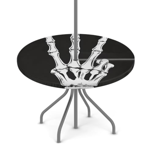 Entemne Outdoor-Tischdecke mit Schirmloch, Gothic, menschliches Handskelett, runde Tischdecke mit elastischem Rand, 91,4–111,8 cm, wasserdicht, mit Reißverschluss, Terrassentischabdeckung für Picknick Entemne Outdoor-Tischdecke mit Schirmloch, Gothic, menschliches Handskelett, runde Tischdecke mit elastischem Rand, 91,4–111,8 cm, wasserdicht, mit Reißverschluss, Terrassentischabdeckung für Picknick von Entemne