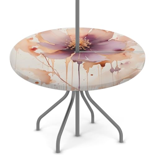 Entemne Outdoor-Tischdecke mit Schirmloch, Mohnblumenkunst, runde Tischdecke mit elastischem Rand, 91,4–111,8 cm, wasserdicht, mit Reißverschluss, Terrassentischabdeckung für Picknick Entemne Outdoor-Tischdecke mit Schirmloch, Mohnblumenkunst, runde Tischdecke mit elastischem Rand, 91,4–111,8 cm, wasserdicht, mit Reißverschluss, Terrassentischabdeckung für Picknick von Entemne