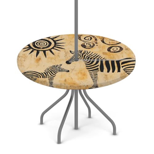 Entemne Outdoor-Tischdecke mit Schirmloch, afrikanische alte Zebra-Kunst, runde Tischdecke mit elastischem Rand, 91,4–111,8 cm, wasserdicht, mit Reißverschluss, Terrassentischabdeckung für Picknick Entemne Outdoor-Tischdecke mit Schirmloch, afrikanische alte Zebra-Kunst, runde Tischdecke mit elastischem Rand, 91,4–111,8 cm, wasserdicht, mit Reißverschluss, Terrassentischabdeckung für Picknick von Entemne
