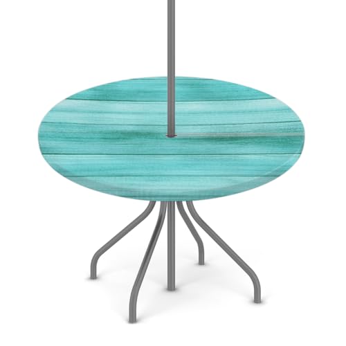 Entemne Outdoor-Tischdecke mit Schirmloch, blaugrünes Holzbrett, runde Tischdecke mit elastischem Rand, 91,4–111,8 cm, wasserdicht, mit Reißverschluss, Terrassentischabdeckung für Picknick Entemne Outdoor-Tischdecke mit Schirmloch, blaugrünes Holzbrett, runde Tischdecke mit elastischem Rand, 91,4–111,8 cm, wasserdicht, mit Reißverschluss, Terrassentischabdeckung für Picknick von Entemne