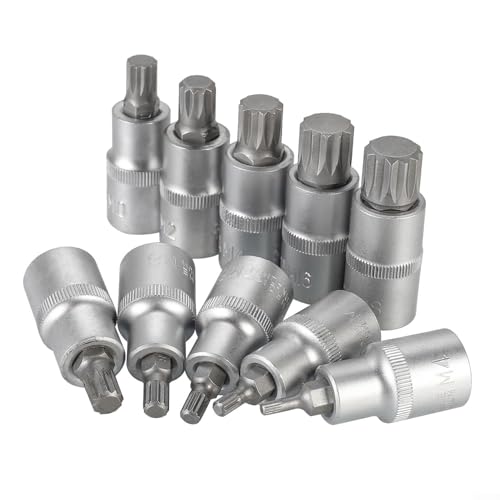 10-teiliges Steckschlüssel-Set, 1,27 cm (1/2 Zoll) Antriebsgröße, Chrom-Vanadium-Stahl, verschiedene Größen für Muttern und Schrauben, rostbeständig, Aufbewahrungsbox aus Stahl von Entgoinggo