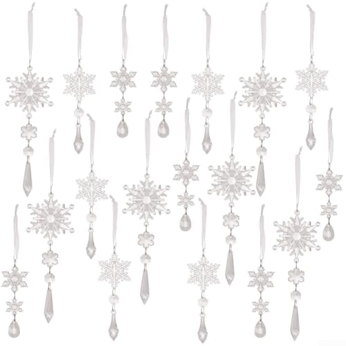 18 Stück Acryl Schneeflocke Eiszapfen Ornamente für Weihnachtsbaum und Winter Themed Dekorationen 18 Stück Acryl Schneeflocke Eiszapfen Ornamente für Weihnachtsbaum und Winter Themed Dekorationen von Entgoinggo