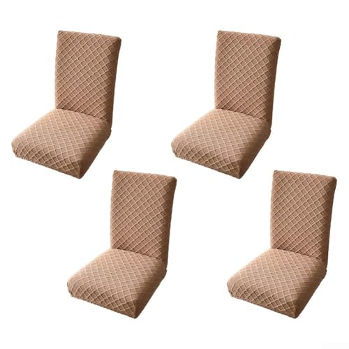 4 dehnbare Esszimmerstuhlhussen mit Rautenmuster für elegante Wohnkultur und Schutz vor verschütteten Flüssigkeiten und Flecken (braun) von Entgoinggo