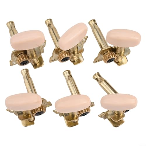 6 Gitarrenmechaniken für akustische Folk-Instrumente, offene Zahnrad-Stimmwirbel mit robustem Innenzahnrad für präzises Stimmen (3L3R Weiß) von Entgoinggo