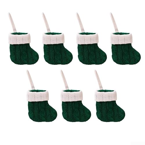7 x Weihnachtssocken zum Aufhängen für Baum und Türen, Stoffmaterial, Strümpfe geeignet für saisonale Feiertags-Event-Dekoration (grün) von Entgoinggo