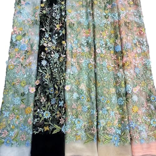 91 cm bunter Spitzenstoff für schöne Kleider und Heimdekoration, bestickter Dacron zum Basteln (weiß) von Entgoinggo