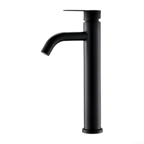 Badarmatur Mattschwarz mit Edelstahlkonstruktion und ABS Luftsprudler für Wasserdurchflusskontrolle, inkl. zwei Wasserleitungen von Entgoinggo