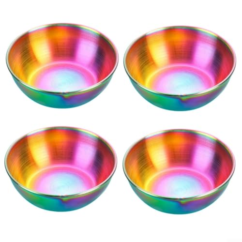 Edelstahl Dipschalen 4er Set Perfekt zum Servieren von Saucen und Snacks Spülmaschinenfest Design (Bunt) von Entgoinggo