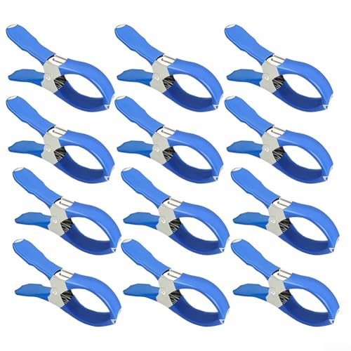 Entgoinggo 11,9 cm große Poolabdeckungs-Clips aus Edelstahl für oberirdische Schwimmbadabdeckungen, Winterschutzklemmen mit Kratzschutz (Blau 12) von Entgoinggo
