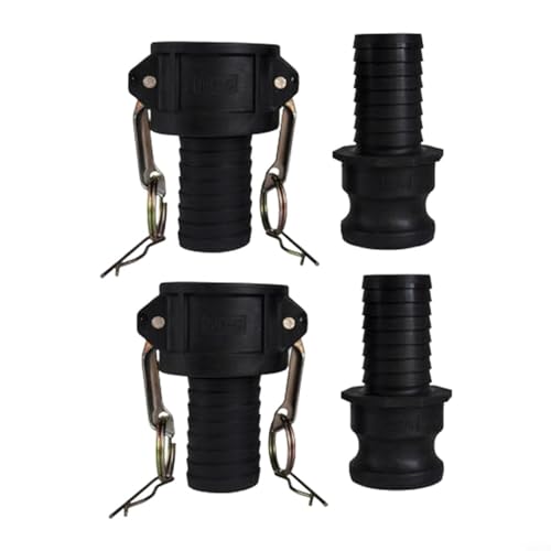 Entgoinggo 2 Sets C&E-Type Polypropylen-Nocken- und Rillen-Schlauchverschraubungs-Set, Schlauchstutzen für industrielle Flüssigkeitstransfer- und Pumpenanschlüsse (2,5 cm) von Entgoinggo