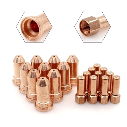 Entgoinggo 20-teiliges Plasmaschneider-Ersatzteil-Set, 1,4 mm Elektrodenspitzen und Düsen, kompatibel mit PT100 IPT-100 Taschenlampe von Entgoinggo