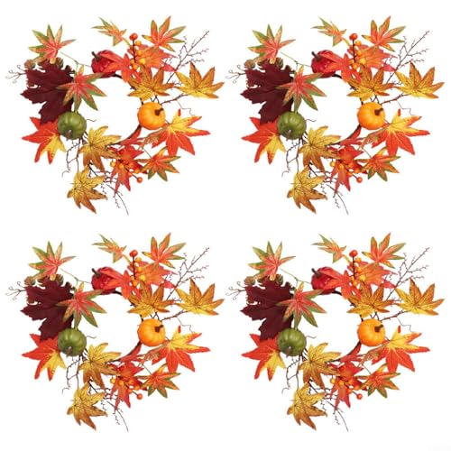 Entgoinggo 4 Stück Kürbis Türhänger künstliche Herbstblätter Herbst Kerzenringe Ernte Feiern dekorative Lösung Entgoinggo 4 Stück Kürbis Türhänger künstliche Herbstblätter Herbst Kerzenringe Ernte Feiern dekorative Lösung von Entgoinggo
