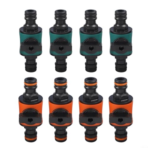 Entgoinggo 8-teiliges 2-Wege-Gartenschlauchverbinder-Set mit Schnellentriegelungsabsperrventil für Standard-Innenarmaturen für die Bewässerung im Freien von Entgoinggo