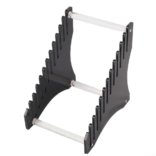 Entgoinggo Acryl-CD-Plattenständer, Aufbewahrungshalter für 12 Alben, Zeitschriften, Bücher, Desktop-Organizer, Medien-Aufbewahrung, transparent (schwarz) von Entgoinggo