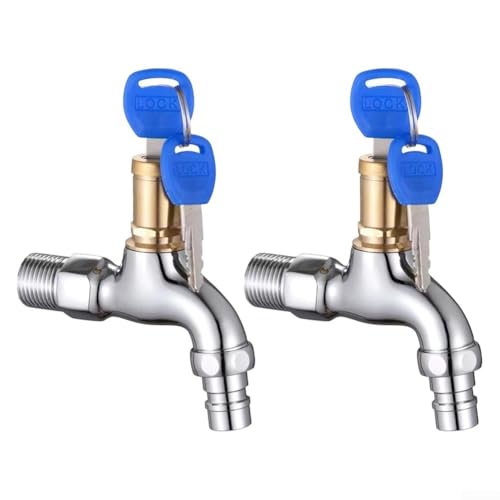 Entgoinggo Anti-Diebstahl-Wasserhahn mit Schlüssel, abschließbarer Waschbeckenhahn, Anti-Diebstahl-Wasserhahn, Waschmaschinen-Wasserhahn G1/2 (2 Stück) von Entgoinggo