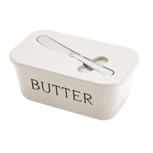 Entgoinggo Butterdose Butterbehälter Butterdose Butterkäsebox mit Spatel Stilvolle Küchenlösung zum Organisieren (weiß) von Entgoinggo