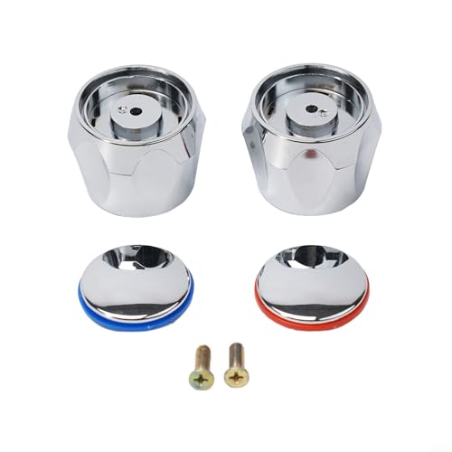 Entgoinggo Chrom Wasserhahn Griff Ersatz Wasserhahn Abdeckung Kalt Hot Top Kopf Wasserhahn Abdeckung Silber ABS Wasserhahn Griff für Küche Waschbecken Bad Waschbecken Armaturen von Entgoinggo