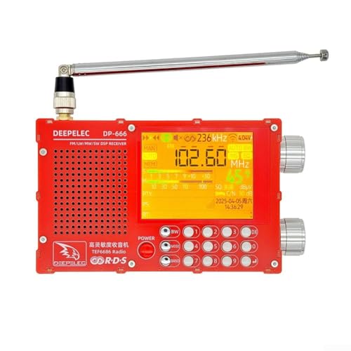 Entgoinggo DP-666 Tragbares hochempfindliches Radio mit TEF6686 unterstützt FM AM Kurzwelle RDS und 5000 mAh Akku (rot) von Entgoinggo