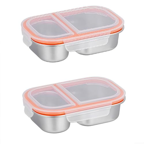 Entgoinggo Dual Compartment Snack Container 304 Stainless Steel Leak-Proof Food Storage Lunch Box with Lids Reusable for School Office Travel Entgoinggo Dual Compartment Snack Container 304 Stainless Steel Leak-Proof Food Storage Lunch Box with Lids Reusable for School Office Travel von Entgoinggo