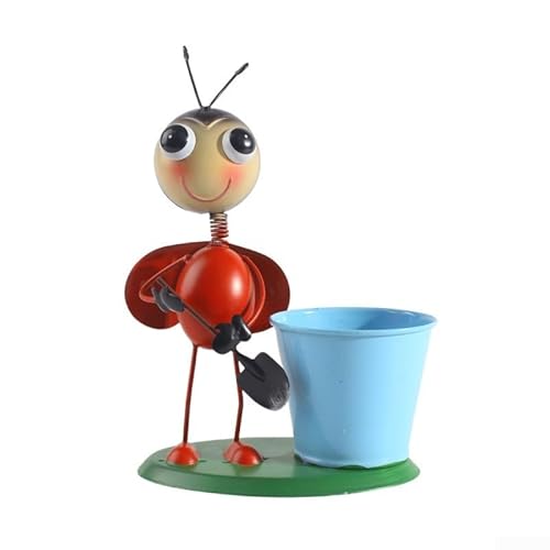 Entgoinggo Gartenfigur aus Metall, Vogel-Ornament, dekorative Tierfigur, Innen- und Außenbereich, Heimdekoration, stehende Skulptur, 16 x 11 x 24 cm, Gelb (blau) von Entgoinggo