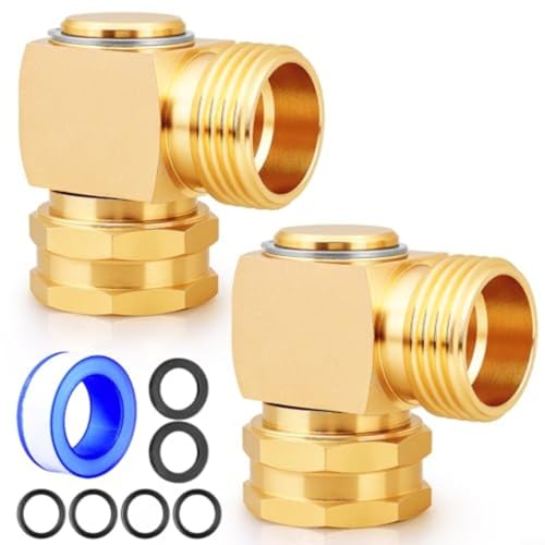 Entgoinggo Gartenschlauch-Drehgelenk-Anschluss, 90-Grad-Armaturen, 1,9 cm GHt-Schlauchadapter mit Unterlegscheiben und Dichtungsband (2 Stück) von Entgoinggo