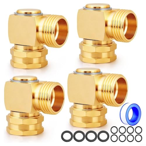 Entgoinggo Gartenschlauch-Drehgelenk-Anschluss, 90-Grad-Armaturen, 1,9 cm GHt-Schlauchadapter mit Unterlegscheiben und Dichtungsband (4 Stück) von Entgoinggo