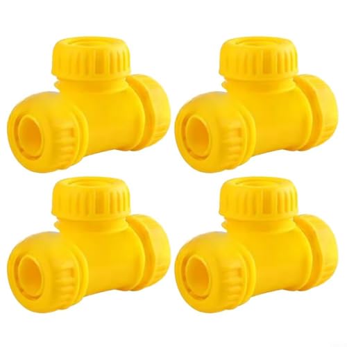 Entgoinggo Gartenschlauch-T-Stück-Verteiler, 4 Stück, multidirektionaler Wasserdurchfluss-Anschluss, 3-Wege-Schlauch-Verteiler, Schnell- und Gewindeverbinder (2,5 cm) von Entgoinggo