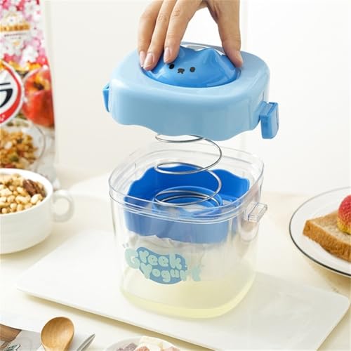 Entgoinggo Griechischer Joghurtbereiter zum Selbermachen mit Druckfiltration, feinmaschiges Sieb für hausgemachten cremigen Joghurt und Käse, kompaktes Design (blau) von Entgoinggo