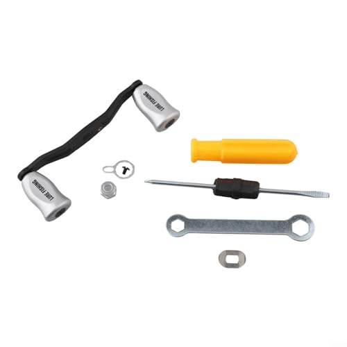 Entgoinggo Kohlefaser-Angelrollengriff-Modifikationsset, 8 x 5 mm, mit Kugellager, Installationswerkzeug für Abu-Modelle (rechte Hand, Silber) von Entgoinggo