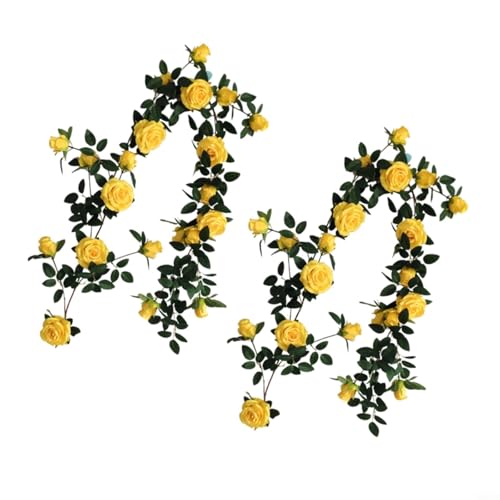 Entgoinggo Künstliche Blumengirlande, 2/4 Stück künstliche Rosen, künstliche Blumenranken, Rattan-Wand-, Fenster-, Tür-Dekorationen. (2 Stück) von Entgoinggo