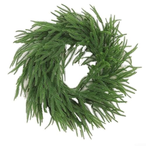Entgoinggo Künstlicher Weihnachtskranz 40cm Grün Kiefer Rebe für Haustür, Wand, Fenster und Kamin Urlaub Dekoration, Wetterfest Festlich Home Decor Ornament von Entgoinggo