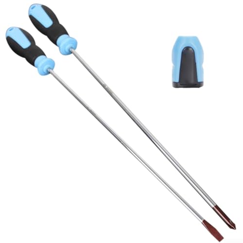 Entgoinggo Lange Schraubendreher-Handwerkzeuge, magnetische Schraubendreher-Sets, 3-teilig, extra Set, 400 mm, mit magnetischen Spitzen, Schlitz und Kreuzkopf, geeignet für Reparaturen von Entgoinggo
