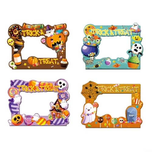 Entgoinggo Magnetischer Bilderrahmen, 4 Stück, Halloween-Bilderrahmen, 15 x 20 cm, PVC-Fotohalter mit festlichen, gruseligen Designs für Kühlschrank (CT448) von Entgoinggo