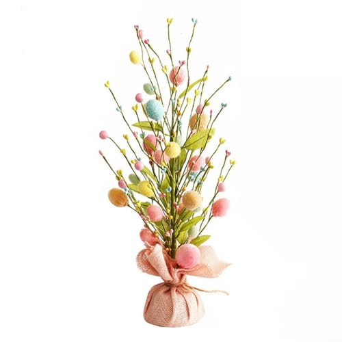 Entgoinggo Osterbaumschmuck, 45 cm, Tisch-Osterei-Baum mit Kunststoffzweigen für Zuhause, Wohnzimmer, Dekoration, Osterbaum-Ornamente von Entgoinggo